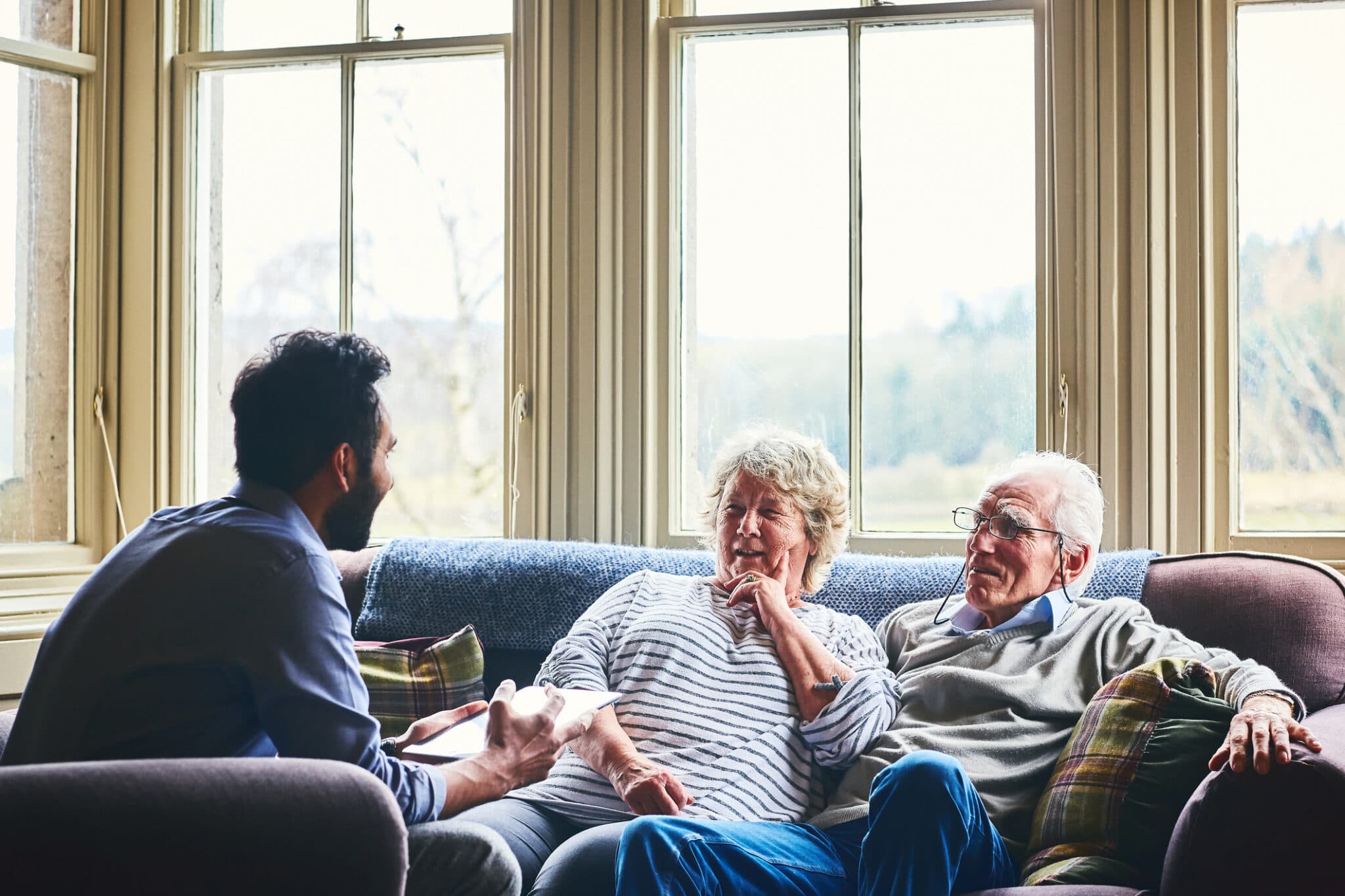 Elderly couple receiving information